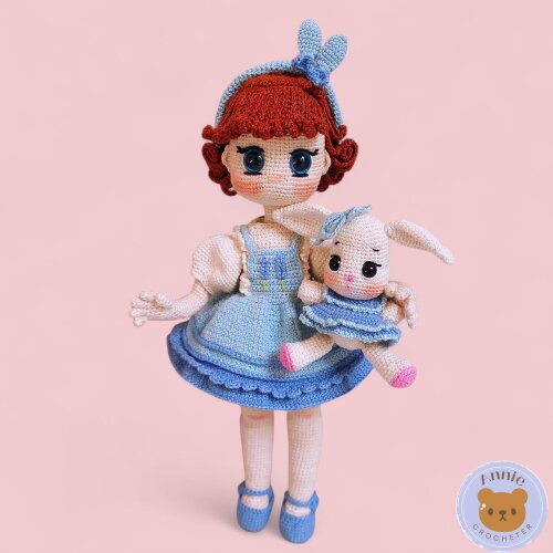 Boneca de Crochê Ruby & Coelhinha Amigurumi