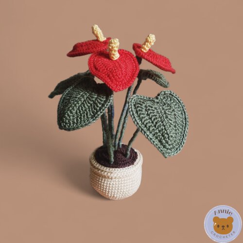 Flor Antúrio de Crochê Planta em Amigurumi