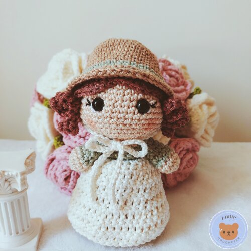 Boneca de Crochê Elizabeth Bennet Amigurumi Orgulho e Preconceito