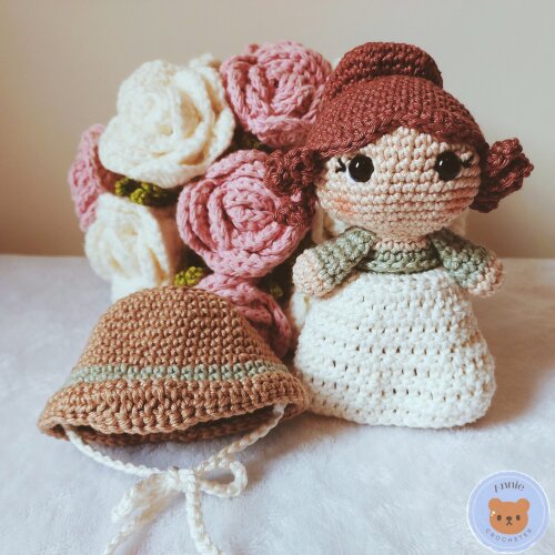 Boneca de Crochê Elizabeth Bennet Amigurumi Orgulho e Preconceit