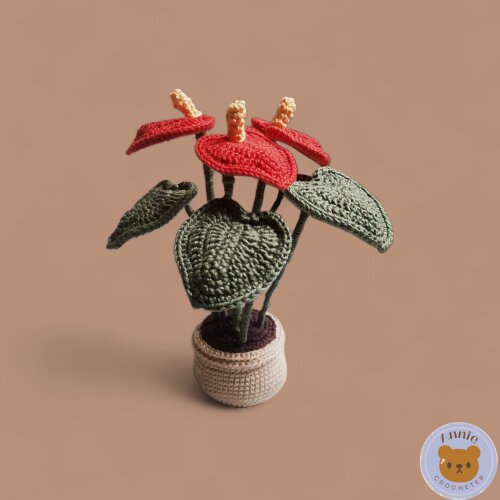 Antúrio de Crochê Plantas em Amigurumi
