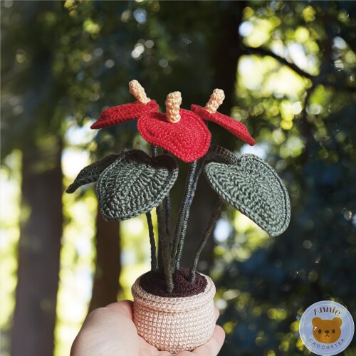 Antúrio de Crochê Plantas em Amigurumi