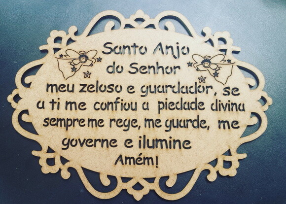 Placa Quadrinho de MDF com Oração Santo Anjo do Senhor