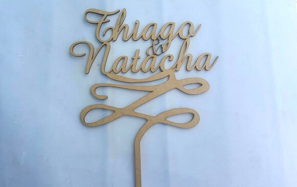 Topo de Bolo Casamento com Nomes Espeto