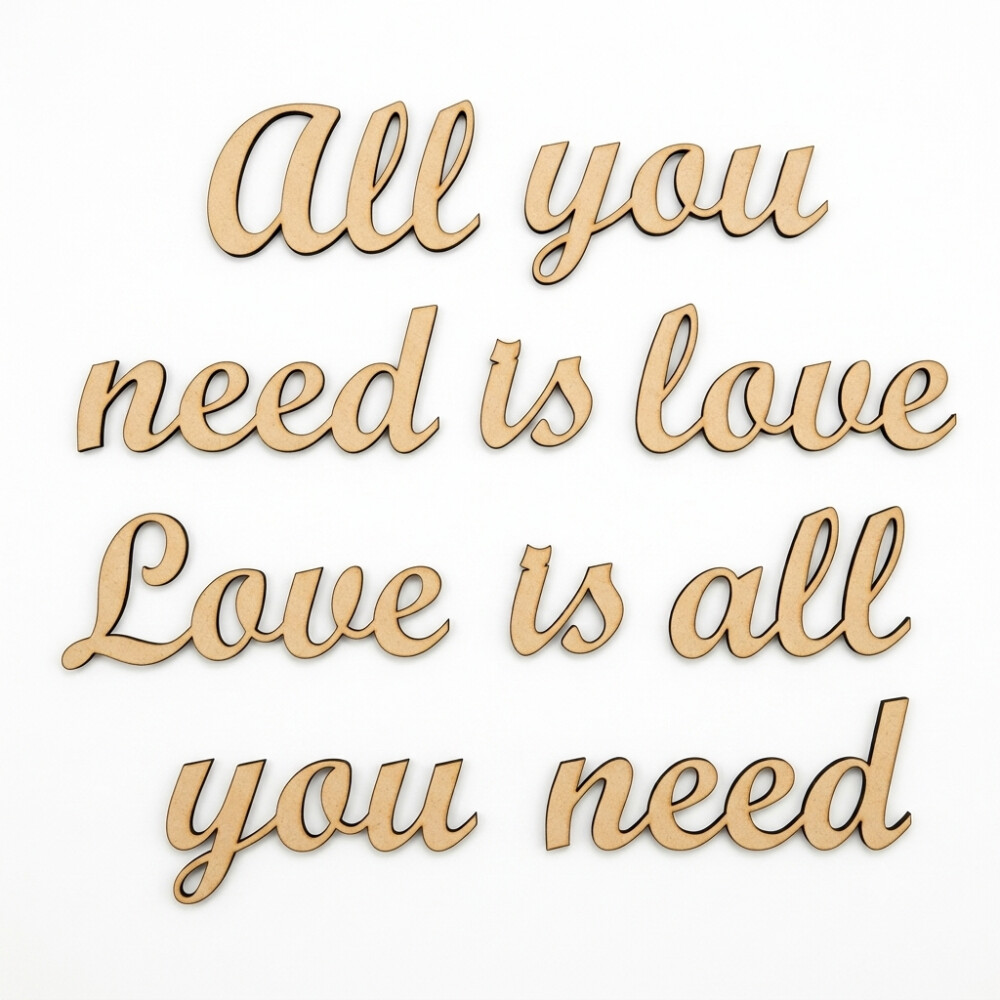 Frase decorativa para Parede All you need is love Beatles em MDF