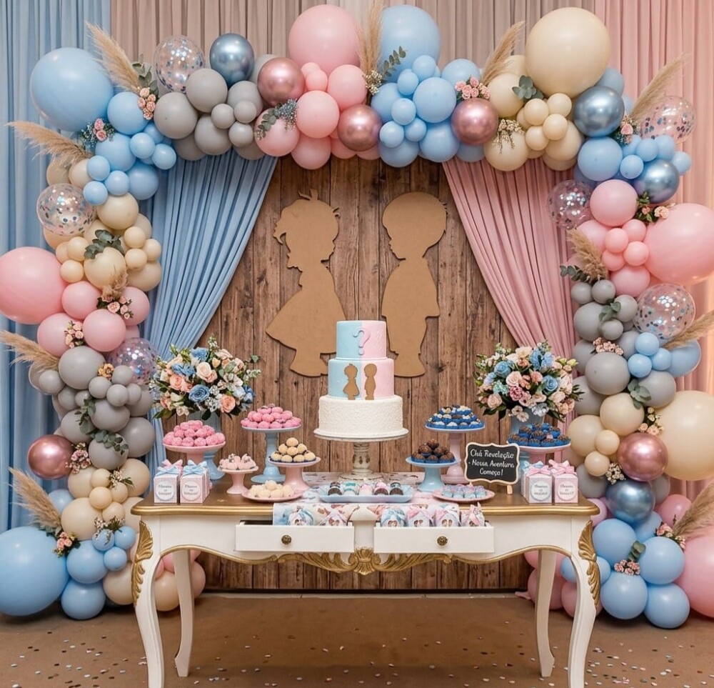 Kit Painéis Decorativos em MDF Menino e Menina Chá Revelação 