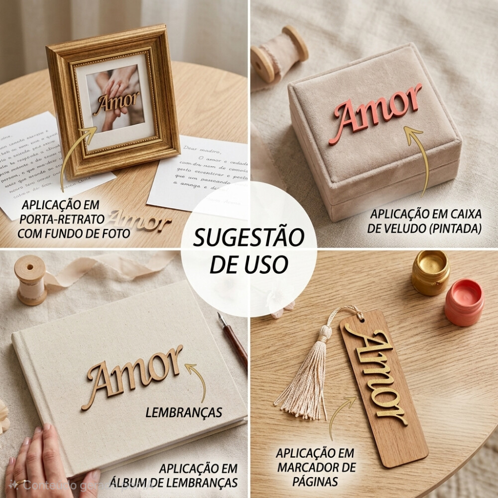 Aplique em MDF Palavra Amor 5 cm