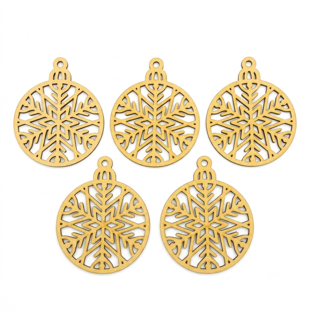 Kit 5 Bolas de Natal Decorativas em MDF