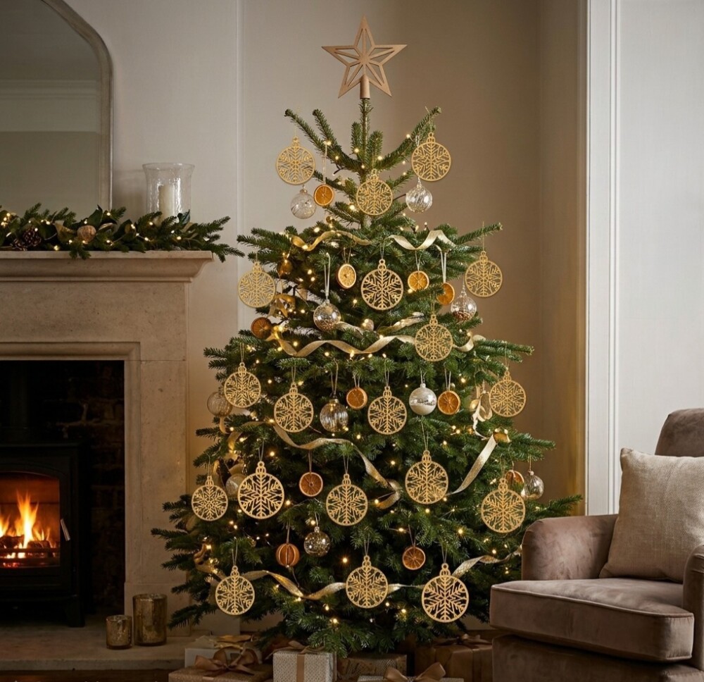 Kit 5 Bolas de Natal Decorativas em MDF