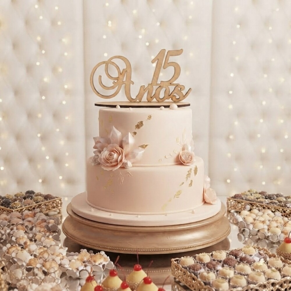 Topo de bolo 15 anos em MDF