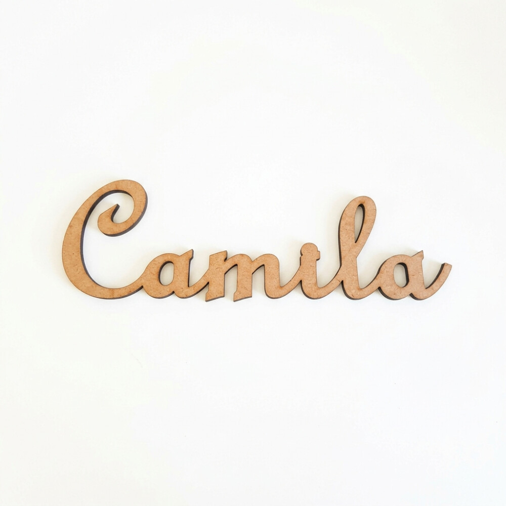 Aplique Nome Manuscrito MDF Cru 3cm | Para Laços e Caixas