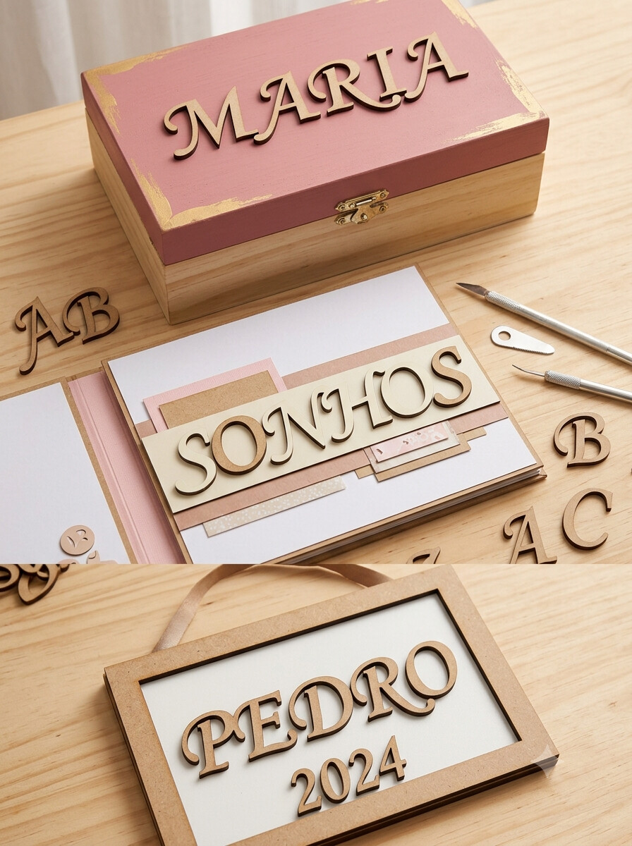 Letrinhas de MDF Cru Pequenas 2.5cm | Aplique para Artesanato