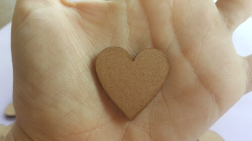 50 Apliques de Coração de MDF 3cm x 3mm