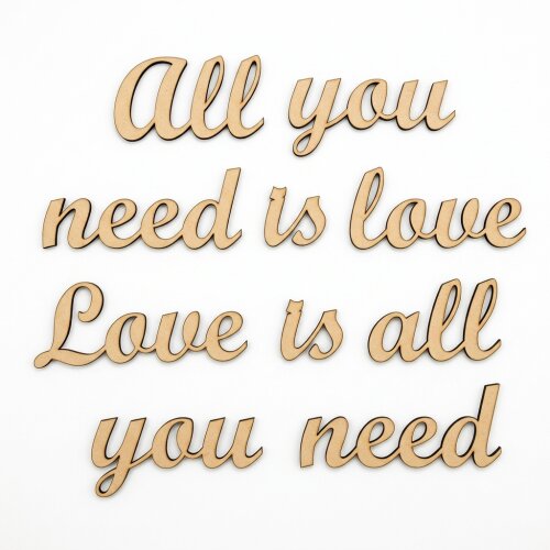 Frase decorativa para Parede All you need is love Beatles em MDF