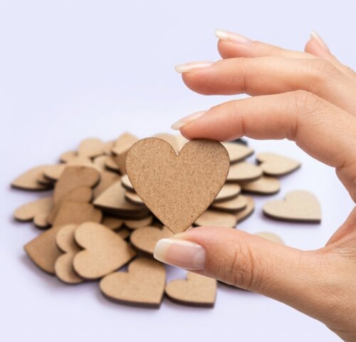 50 Apliques de Coração de MDF 3cm x 3mm