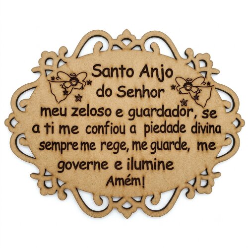 Placa Quadrinho de MDF com Oração Santo Anjo do Senhor
