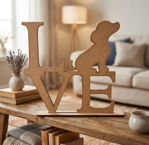 Decoração Love Dog Pet com base em MDF