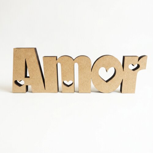 Palavra Decorativa Amor em MDF Cru 10cm | Enfeite de Mesa