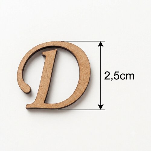 Letrinhas de MDF Cru Pequenas 2.5cm | Aplique para Artesanato