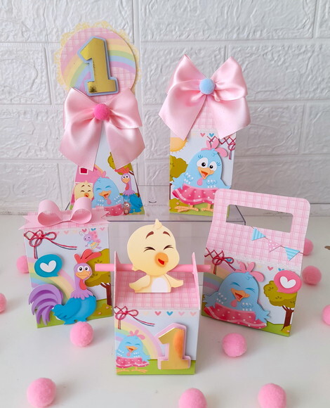 Kit Galinha Pintadinha Rosa - 20 Itens