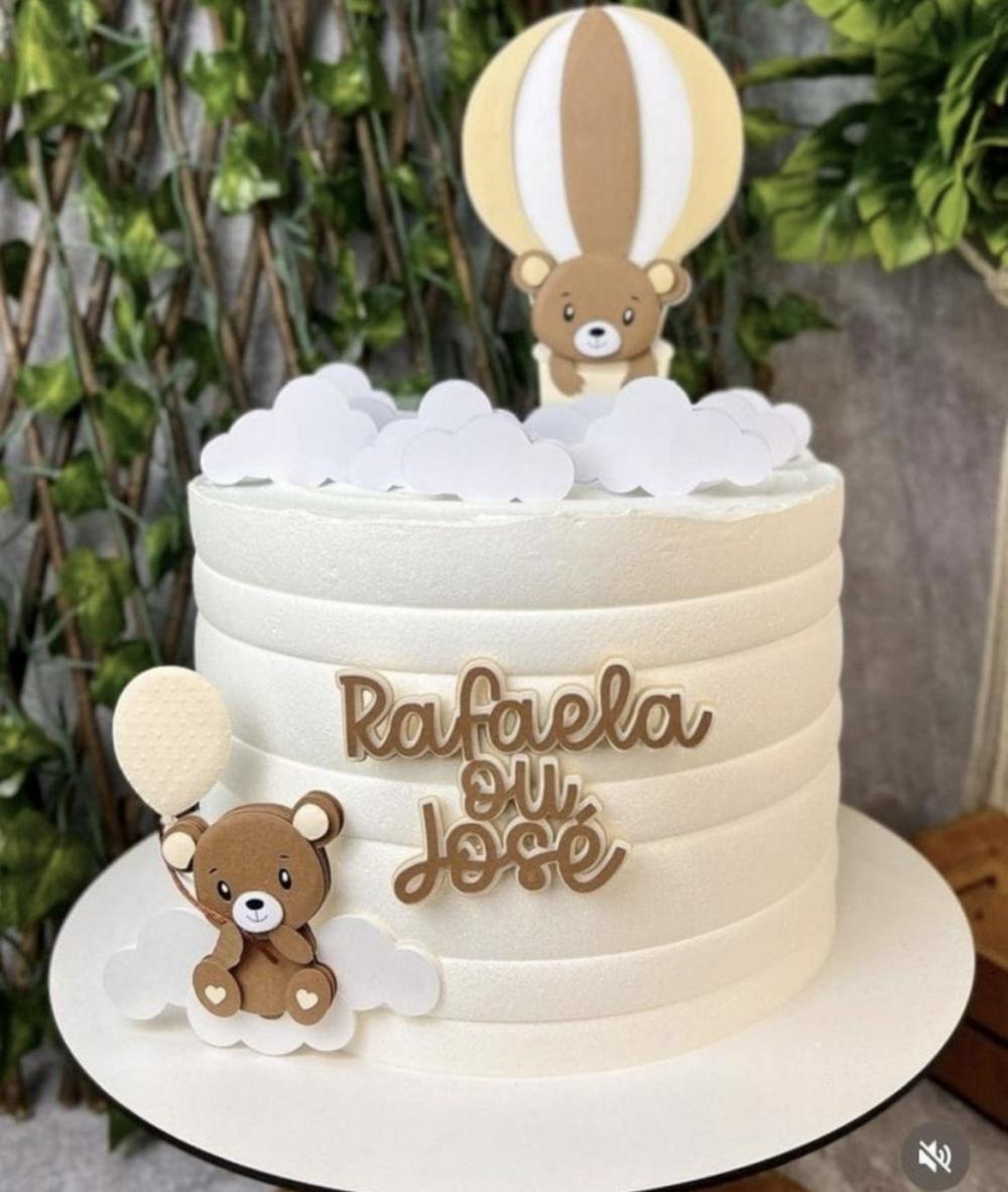 TOPO DE BOLO CHÁ REVELAÇÃO R OU J - STUDIO