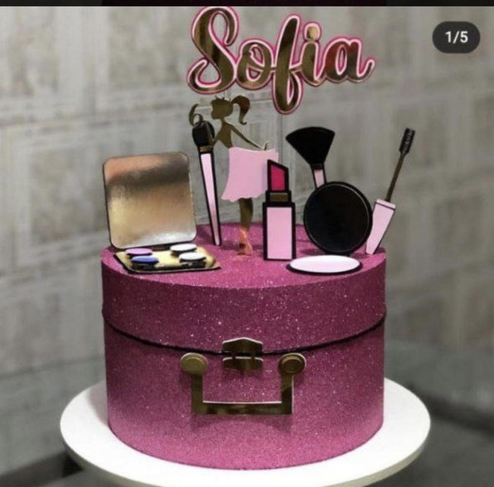 TOPO DE BOLO MALETA DE MAQUIAGEM SOFIA - STUDIO