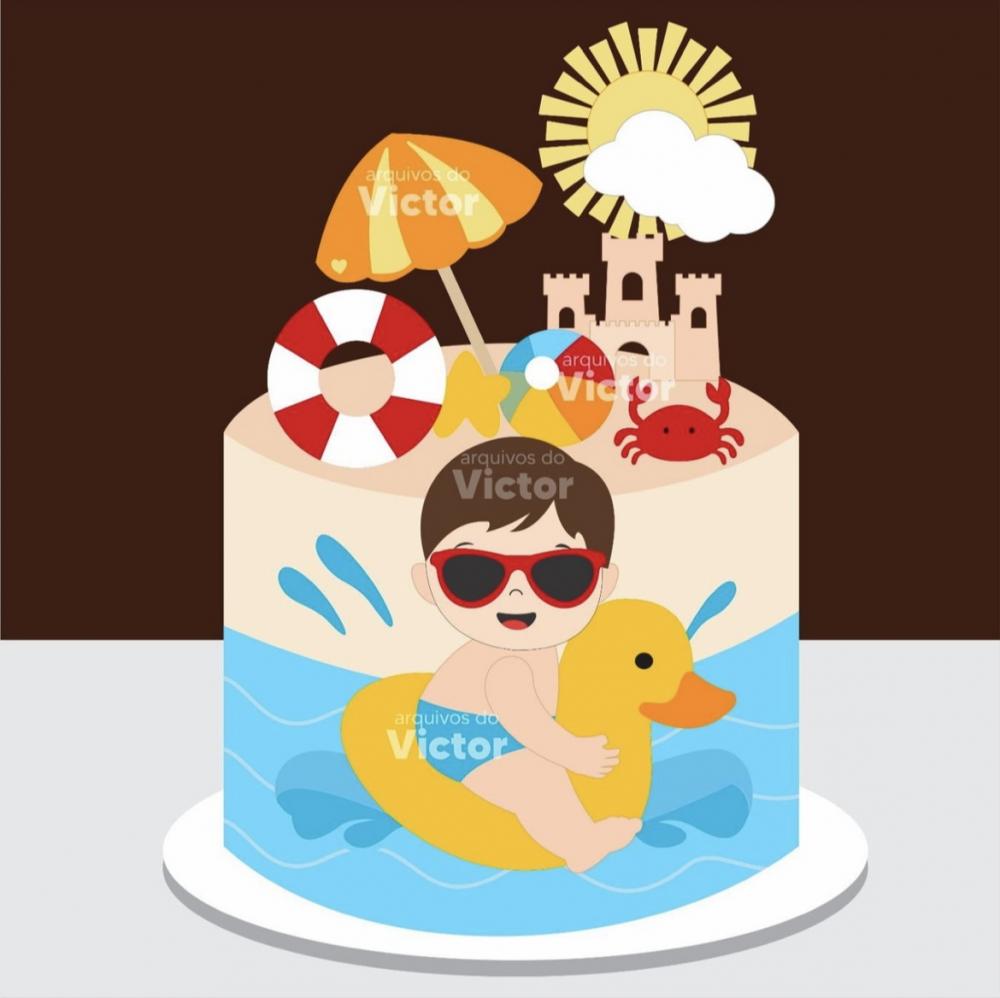 TOPO DE BOLO MENINO NO PATINHO - STUDIO