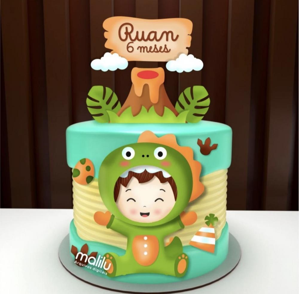 TOPO DE BOLO DINO BABY RUAN - STUDIO