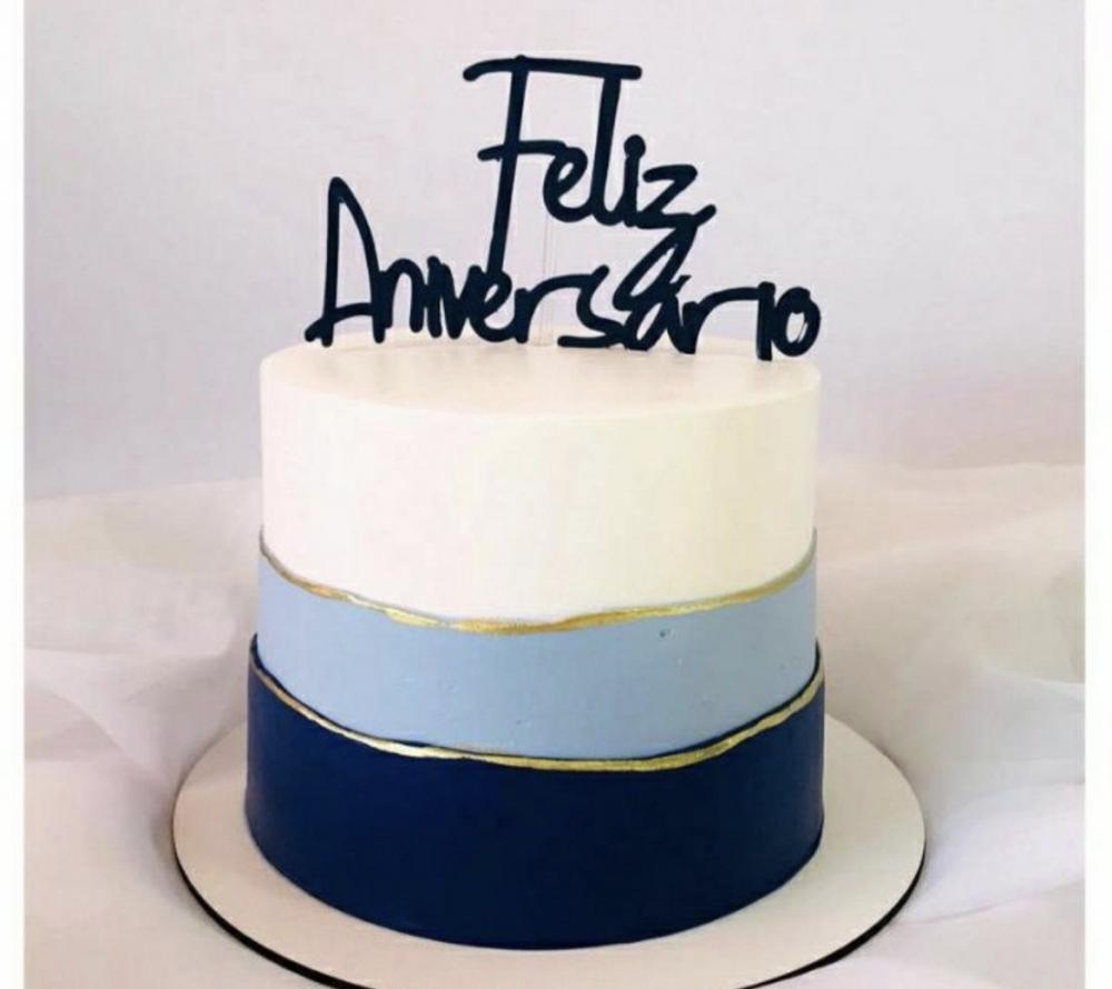 TOPO DE BOLO FELIZ ANIVERSÁRIO- STUDIO