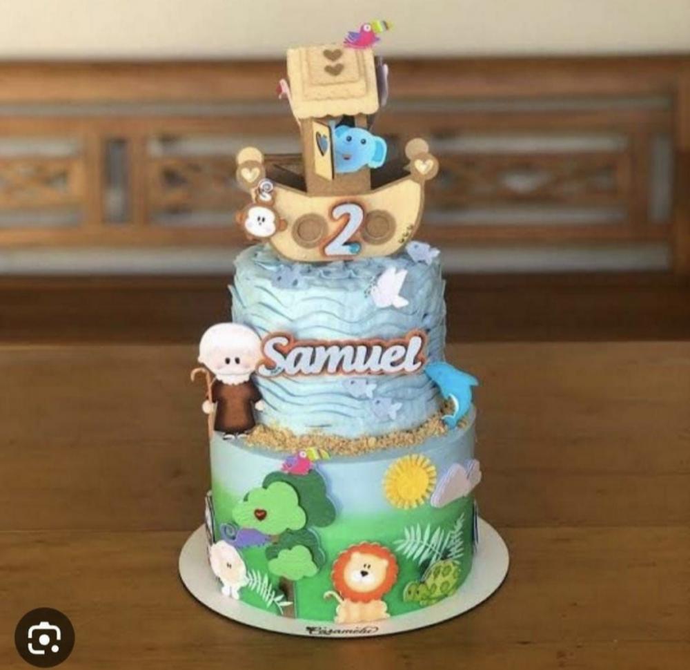 TOPO DE BOLO ARCA DE NOÉ SAMUEL - STUDIO