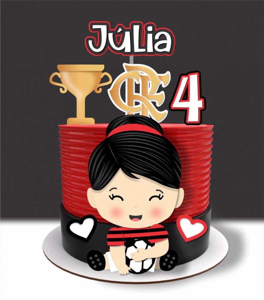 Topo de Bolo Flamengo Menina Júlia - Studio