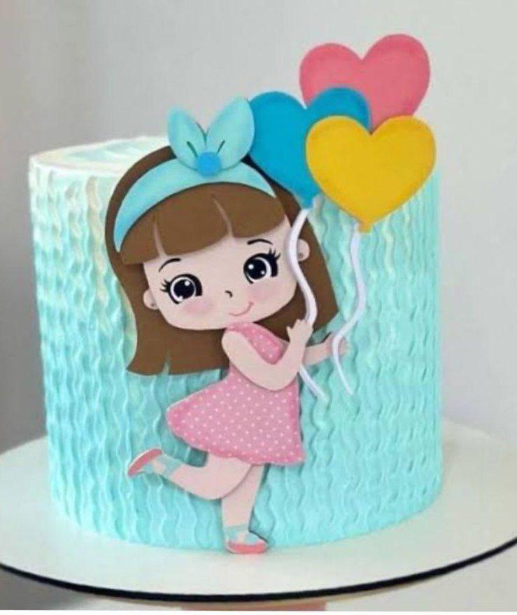 Topo de Bolo Menina Balão- Studio