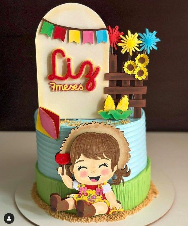 Topo de Bolo São João Menina Liz - studio