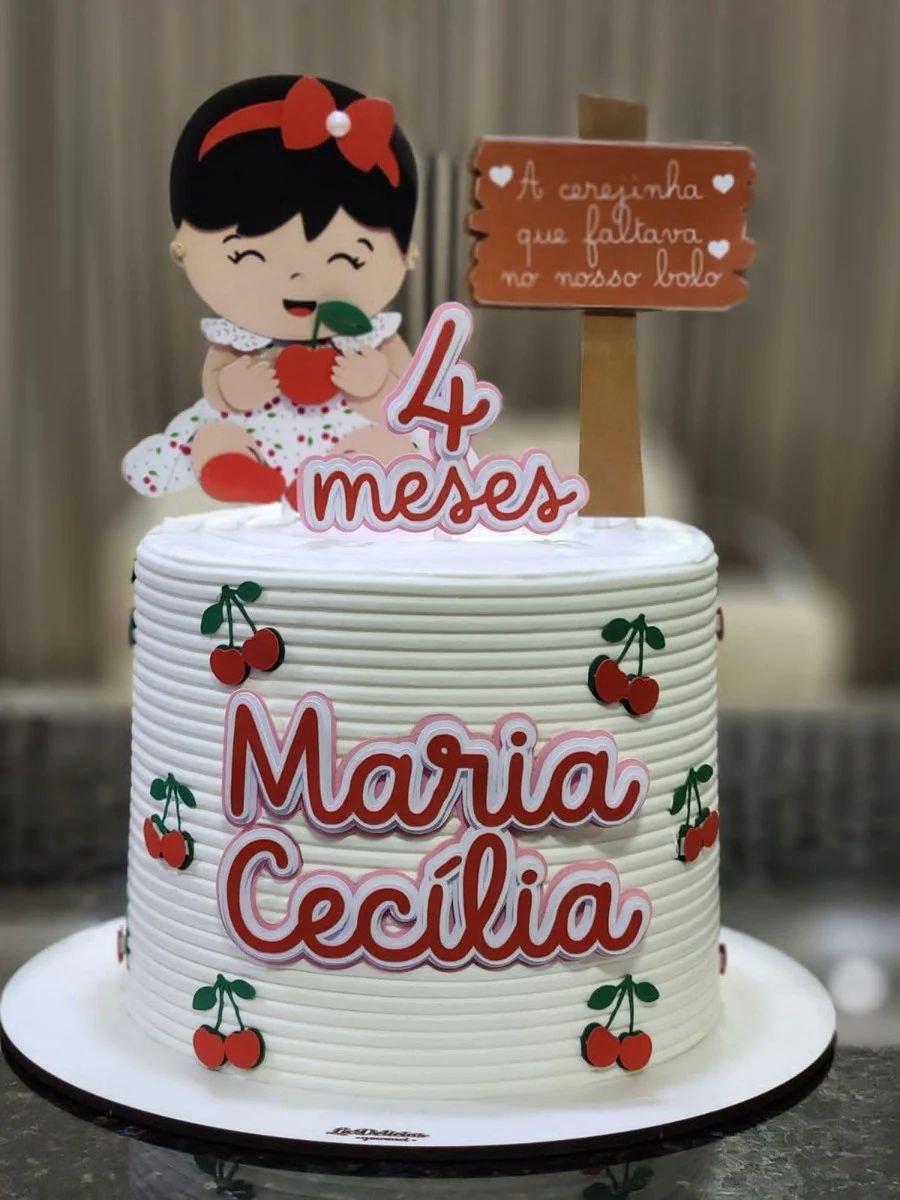 Topo de Bolo Cerejinha Maria Cecília - studio