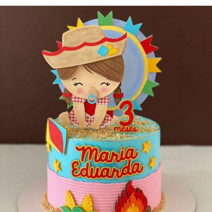 Topo de Bolo Junino Baby Maria Eduarda Menina/Menino - studio