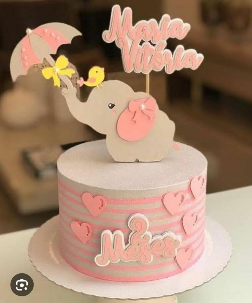 Topo de Bolo Elefante Maria Vitória - studio