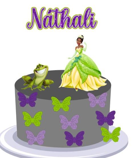 Topo de Bolo Princesa e sapo Nathali -Studio