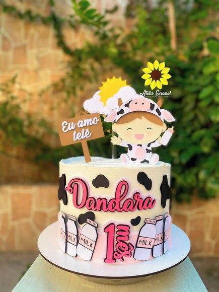 Topo de Bolo Vaquinha Baby Dandara - studio