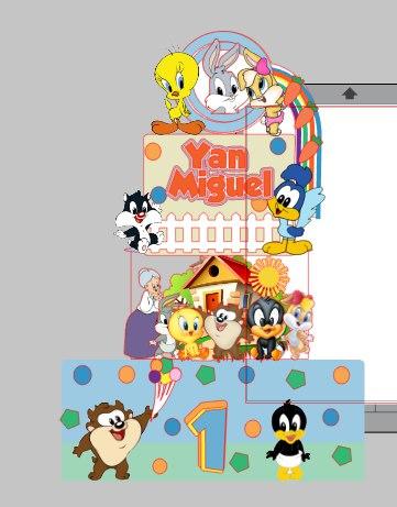 Topo de Bolo Looney Tunes Yan Miguel - Studio