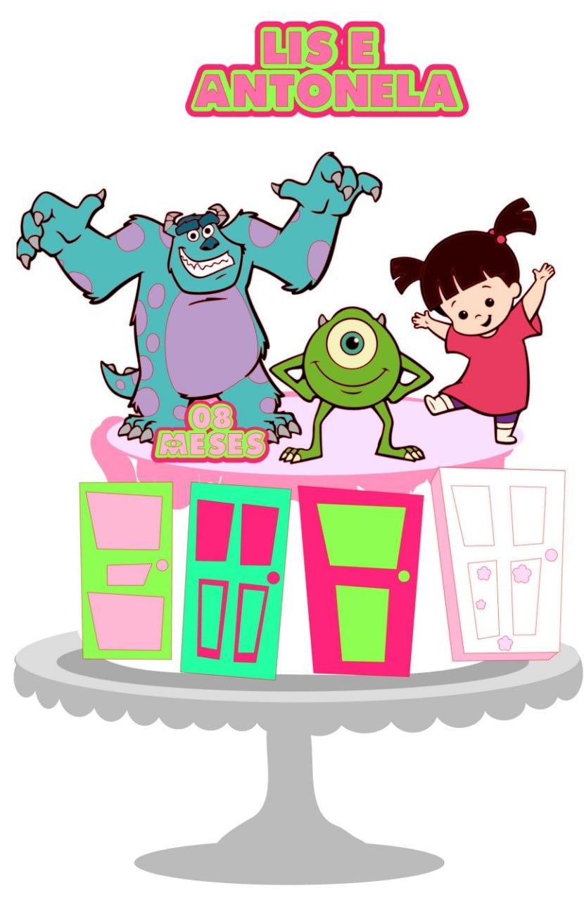 Topo de Bolo Monstro SA Lis e Antonella - Studio