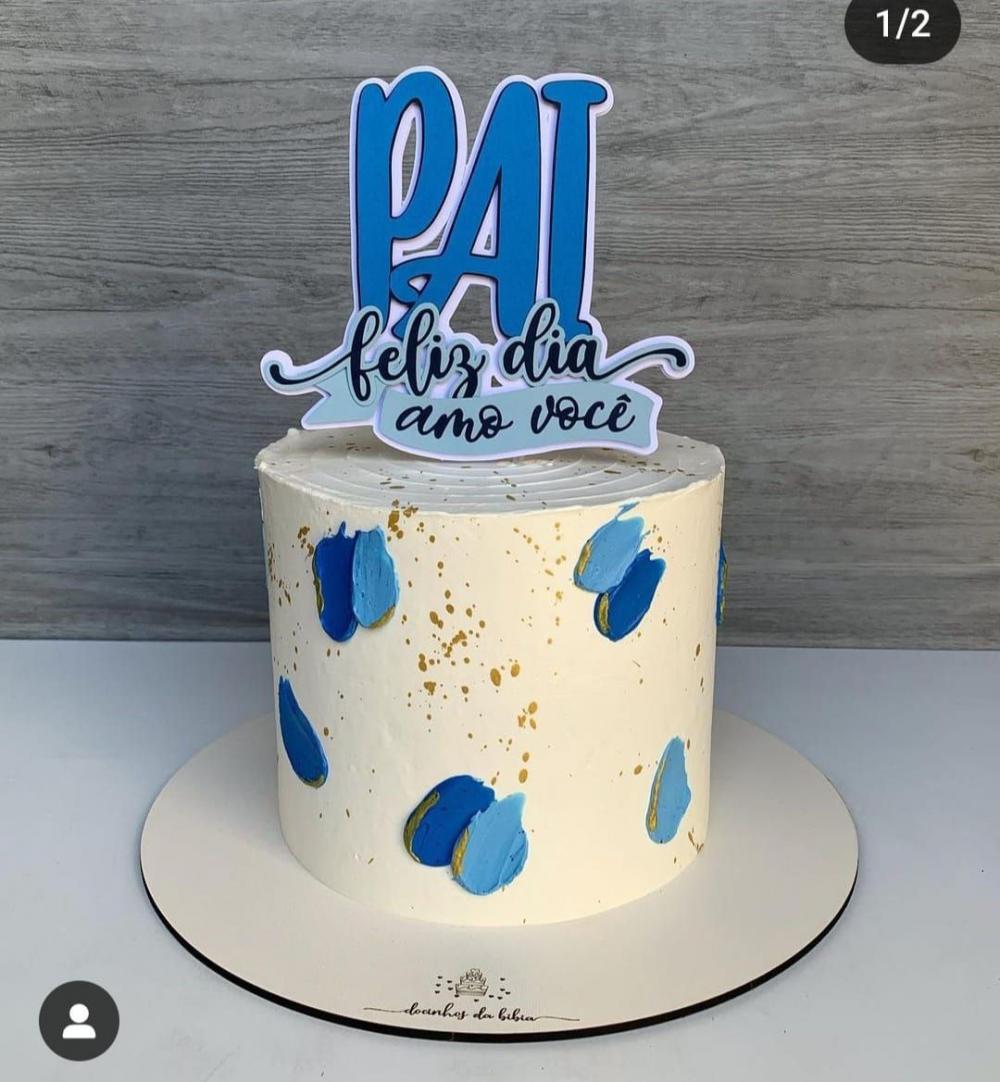 Topo de Bolo Pai Feliz Dia Amo Você - Studio