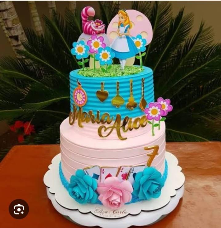 Topo de Bolo Alice no País das Maravilhas Maria Alice - Studio