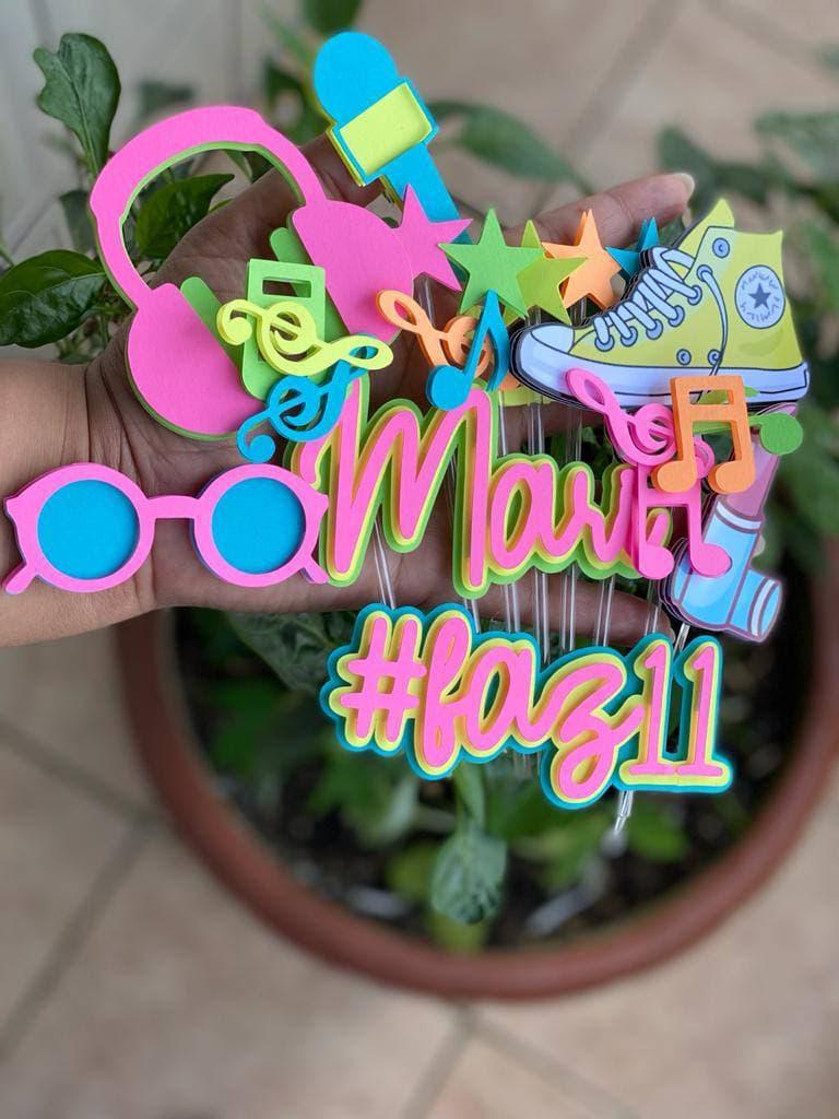 Topo de Bolo Neon Mari - Studio