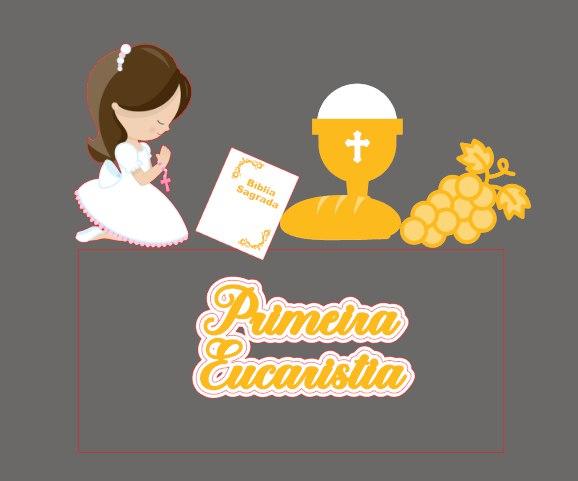 Topo de Bolo Primeira Eucaristia Menina e Menino - Studio