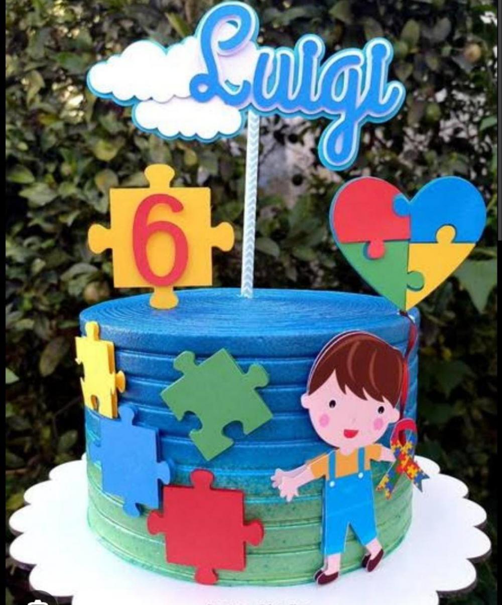 Topo de Bolo Autismo Luigi - Studio