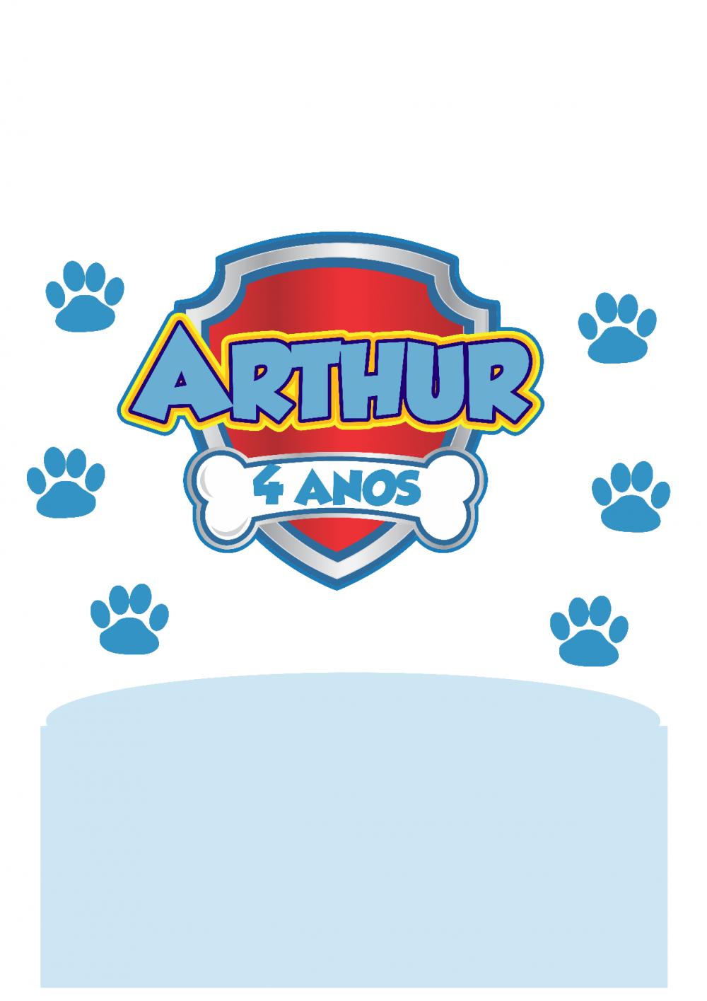 Topo de Bolo Patrulha Canina Arthur - Studio