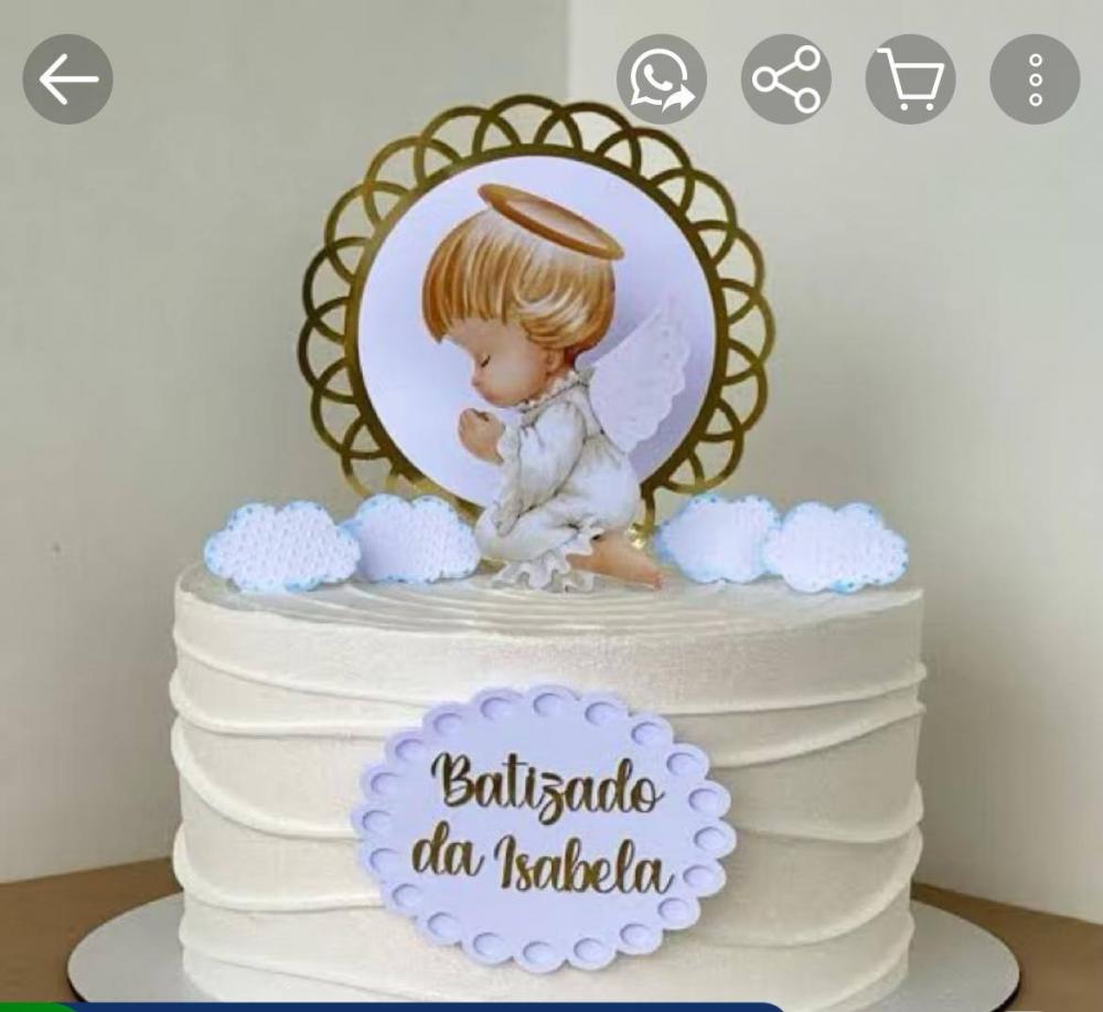 Topo de Bolo Batizado Isabela - Studio