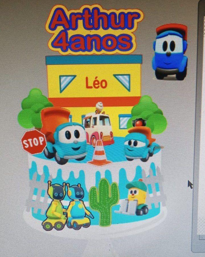 Topo de Bolos Leo o Caminhão Arthur - Studio