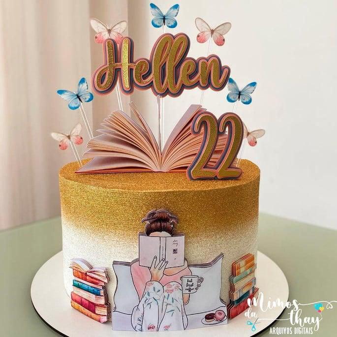 Topo de Bolo Livros Hellen - Studio