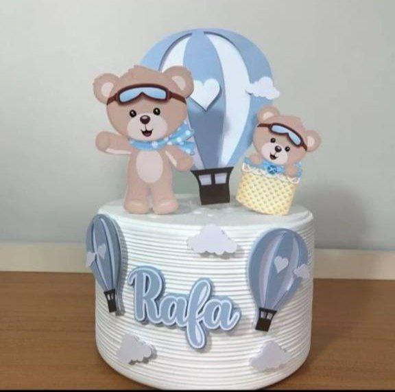 Topo de Bolo Ursinho Balão Rafa - Studio